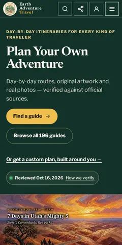 Earth Adventure Travel itinerary page on a phone.